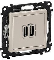 Розетка USB тип A+A без рамки Legrand Valena Life 2-м. 2400мА слоновая кость  картинка